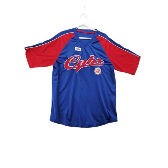 CHICAGO CUBS Shirt Men’s Short Sleeve V-Neck Blue Red Size Large - Picture 9 of 9